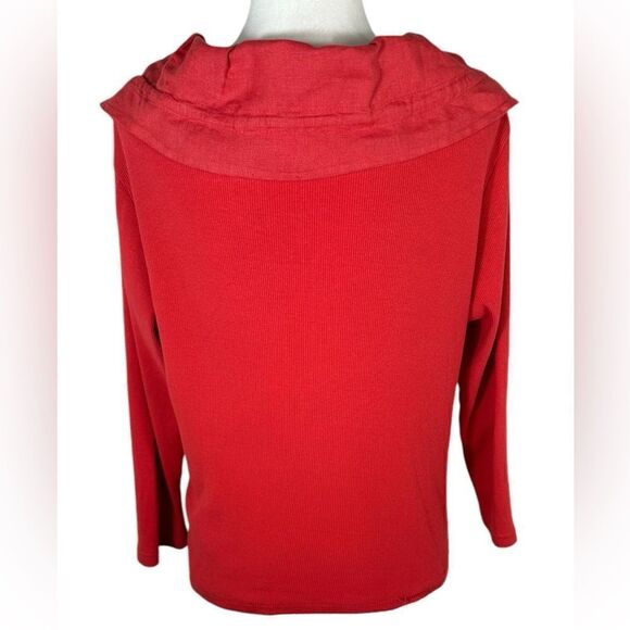 Oizini Italy Red Linen Blazer Style Long Sleeve Lightweight Top - Picture 5 of 7